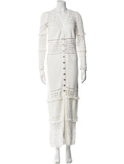 Pre-owned Retroféte Lace Pattern Long Dress In White