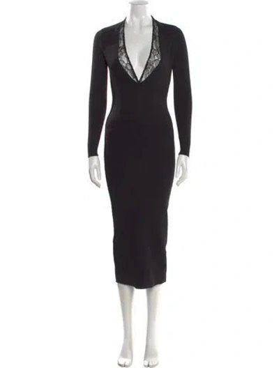 Pre-owned Retroféte Lace Pattern Midi Length Dress In Black