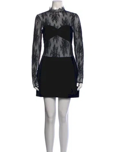 Pre-owned Retroféte Lace Pattern Mini Dress In Black