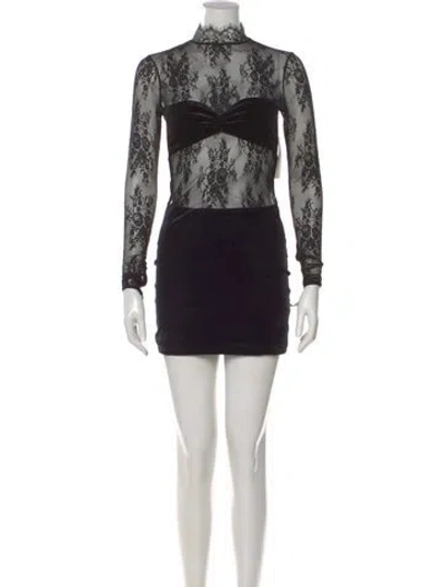 Pre-owned Retroféte Lace Pattern Mini Dress W/ Tags In Black