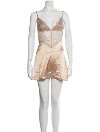 Pre-owned Retroféte Lace Pattern Mini Dress W/ Tags In Neutrals