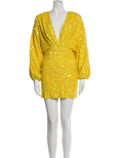 Pre-owned Retroféte Lace Pattern Mini Dress W/ Tags In Yellow