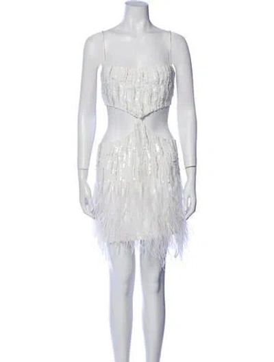 Pre-owned Retroféte Lace Pattern Mini Dress In White