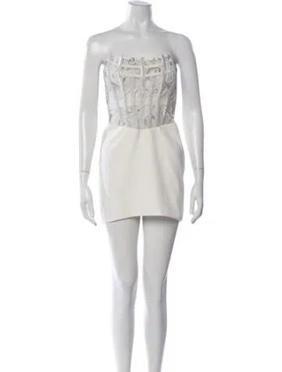 Pre-owned Retroféte Lace Pattern Mini Dress In White