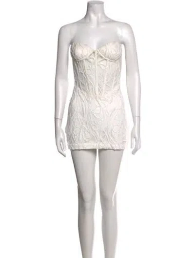 Pre-owned Retroféte Lace Pattern Mini Dress In White