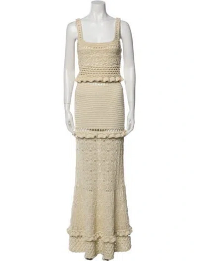 Pre-owned Retroféte Lace Pattern Pant Set In Neutral