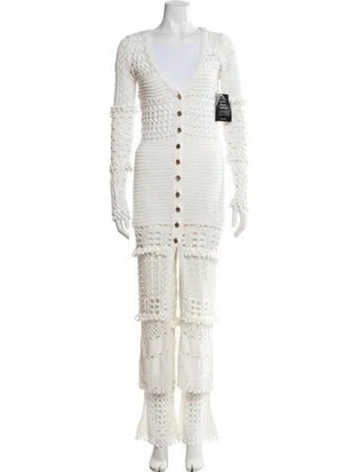 Pre-owned Retroféte Lace Pattern Pantsuit In White