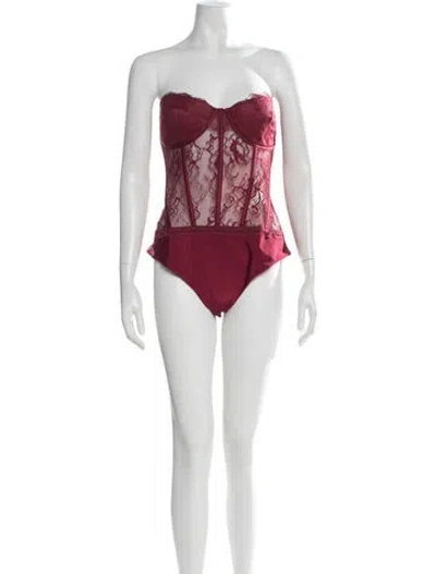 Pre-owned Retroféte Lace Pattern Strapless Bodysuit W/ Tags In Black