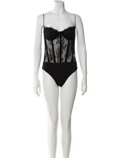 Pre-owned Retroféte Lace Pattern Strapless Bodysuit W/ Tags In White