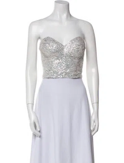 Pre-owned Retroféte Lace Pattern Strapless Crop Top In Multi