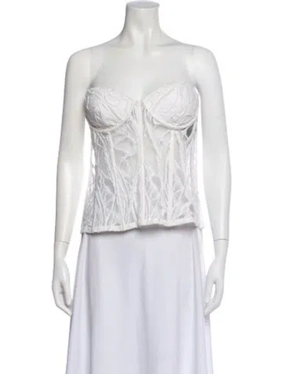 Pre-owned Retroféte Lace Pattern Strapless Top W/ Tags In Neutral