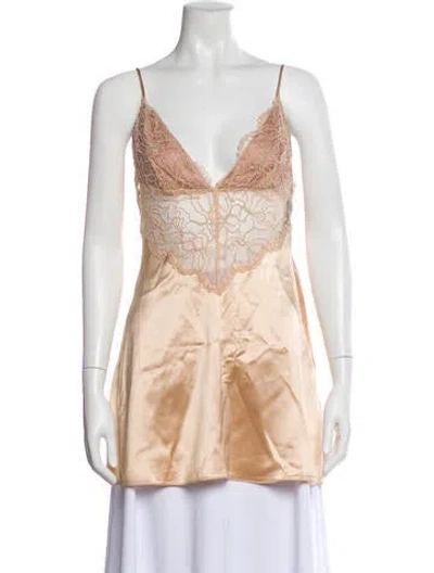 Pre-owned Retroféte Lace Pattern V-neck Top W/ Tags In Neutral