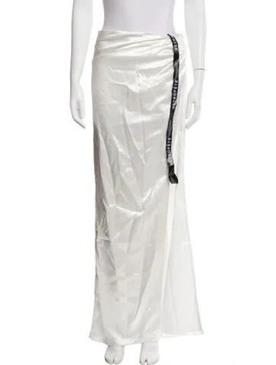 Pre-owned Retroféte Lace Trim Embellishment Long Skirt In White
