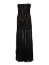 Retroféte Lace Tulle Maxi Dress In Black