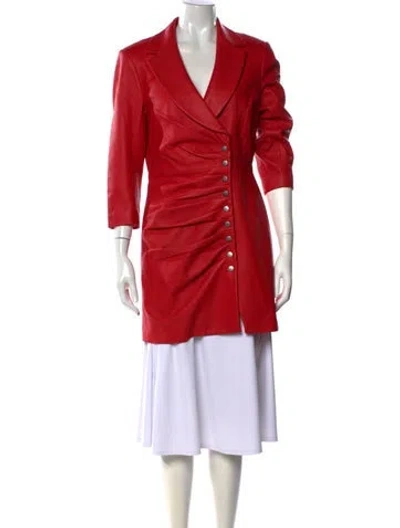 Pre-owned Retroféte Lamb Leather Midi Length Dress In Red