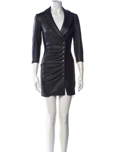 Pre-owned Retroféte Lamb Leather Mini Dress In Black