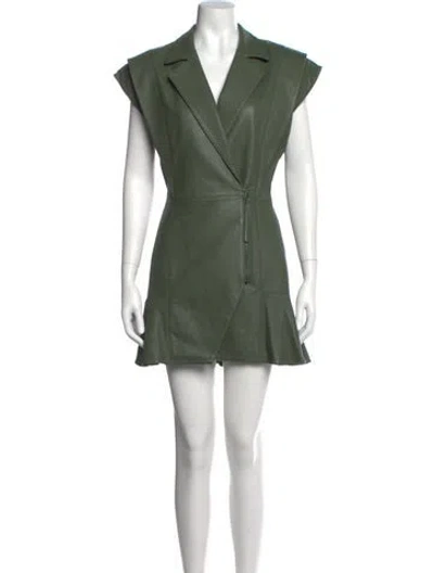 Pre-owned Retroféte Lamb Leather Mini Dress In Green