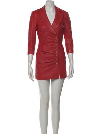 Pre-owned Retroféte Lamb Leather Mini Dress In Red