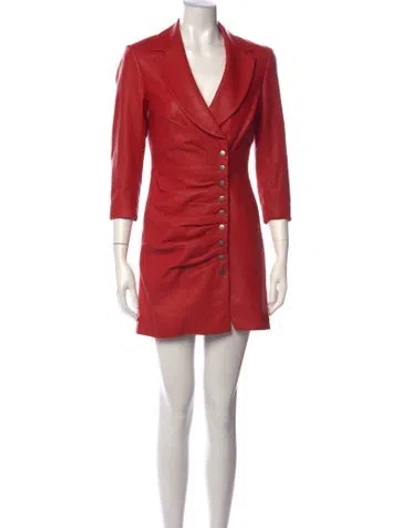 Pre-owned Retroféte Lamb Leather Mini Dress In Red