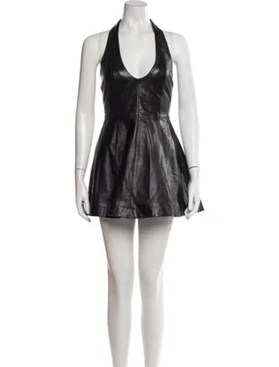 Pre-owned Retroféte Lamb Leather Mini Dress W/ Tags In Black