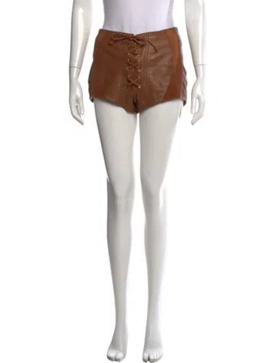 Pre-owned Retroféte Lamb Leather Mini Shorts In Brown