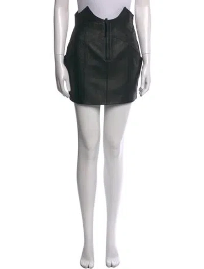 Pre-owned Retroféte Lamb Leather Mini Skirt In Black