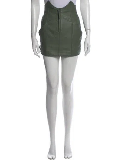 Pre-owned Retroféte Lamb Leather Mini Skirt In Green