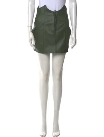 Pre-owned Retroféte Lamb Leather Mini Skirt W/ Tags In Green