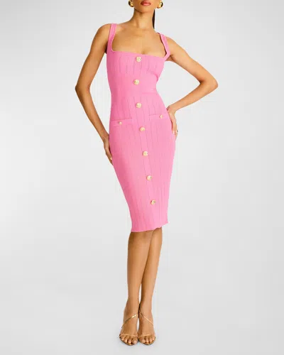 Retroféte Laney Metallic Knit Midi Bodycon Dress In Metallic Candy Pink