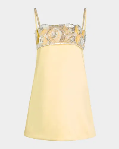 Retroféte Lark Flower Sequined Mini Dress In Yuzu