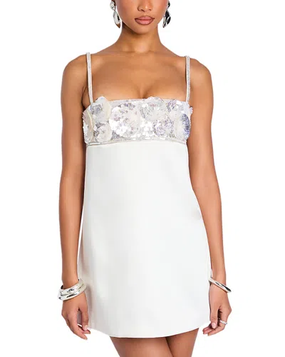 Retroféte Lark Sequin Floral Mini Dress In White