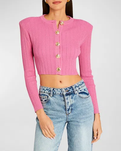 Retroféte Laurel Cropped Knit Jacket In Metallic Candy Pink