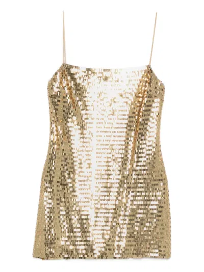 Retroféte Lavender Sequin Strap Mini Dress In Gold