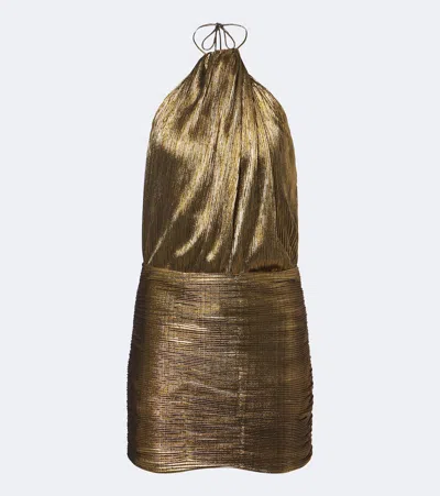 Retroféte Retrofête Lavinia Halterneck Minidress In Gold