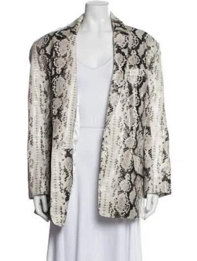 Pre-owned Retroféte Leather Animal Print Blazer W/ Tags In Neutral