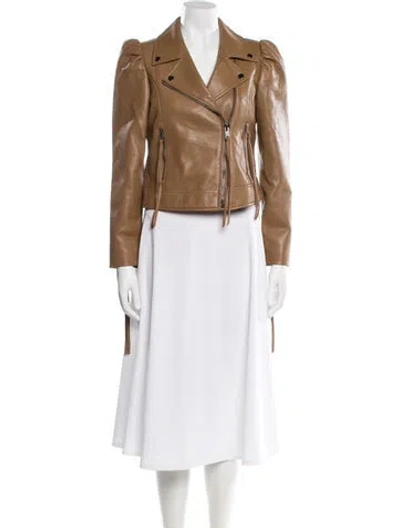 Pre-owned Retroféte Leather Biker Jacket In Brown