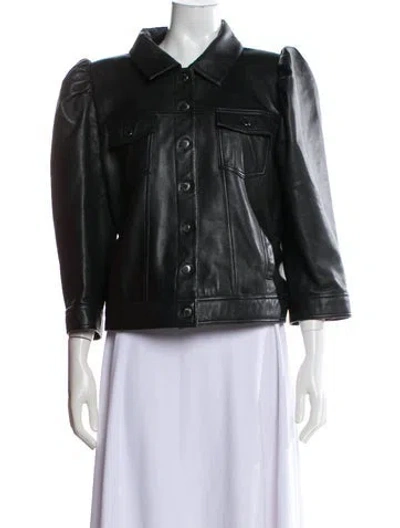 Pre-owned Retroféte Leather Biker Jacket In Gray