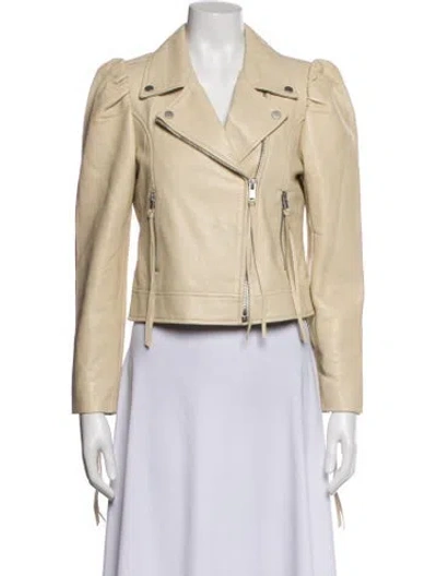 Pre-owned Retroféte Leather Biker Jacket In Neutrals