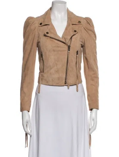 Pre-owned Retroféte Leather Biker Jacket In Neutrals