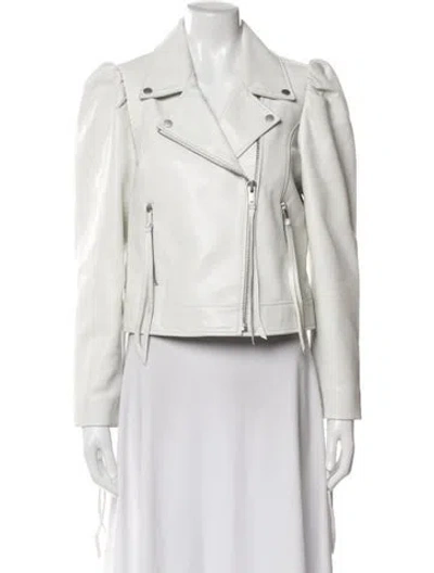 Pre-owned Retroféte Leather Biker Jacket In White