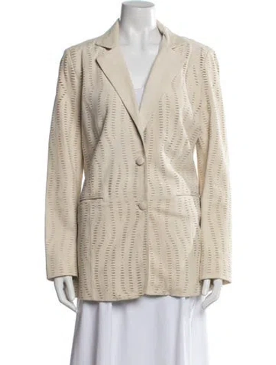 Pre-owned Retroféte Leather Blazer In Neutral