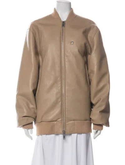 Pre-owned Retroféte Leather Bomber Jacket In Neutral