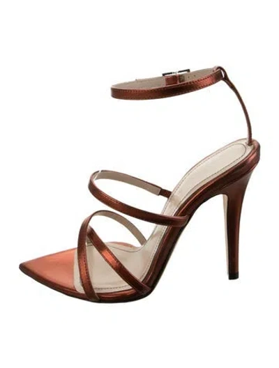 Pre-owned Retroféte Leather Chain-link Accents Sandals In Black