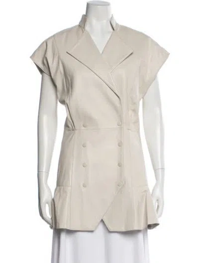 Pre-owned Retroféte Leather Coat In Neutral