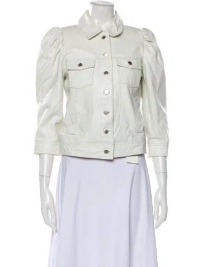 Pre-owned Retroféte Leather Denim Jacket In White