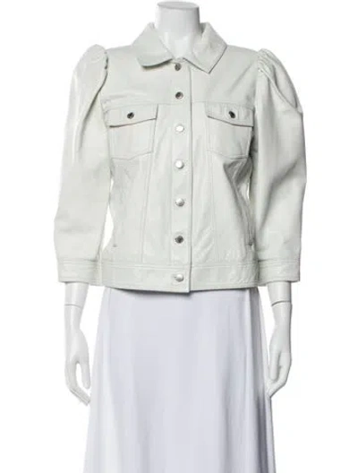 Pre-owned Retroféte Leather Denim Jacket In White