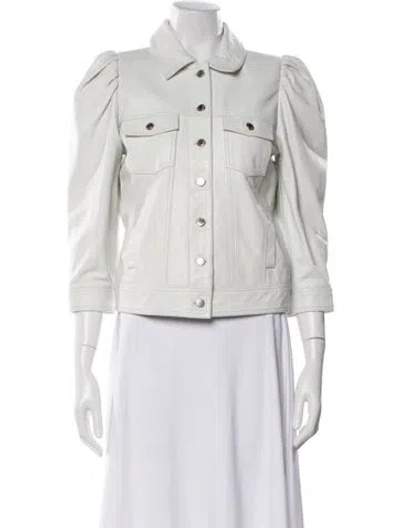 Pre-owned Retroféte Leather Denim Jacket In White