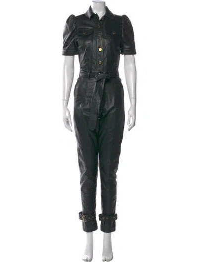 Pre-owned Retroféte Leather Jumpsuit In Black