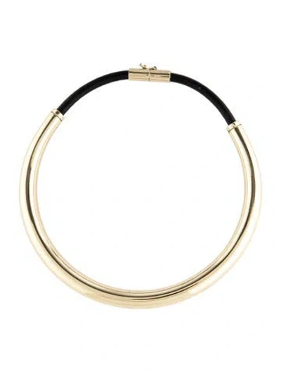 Pre-owned Retroféte Leather Kate Choker Necklace, 14" In Black