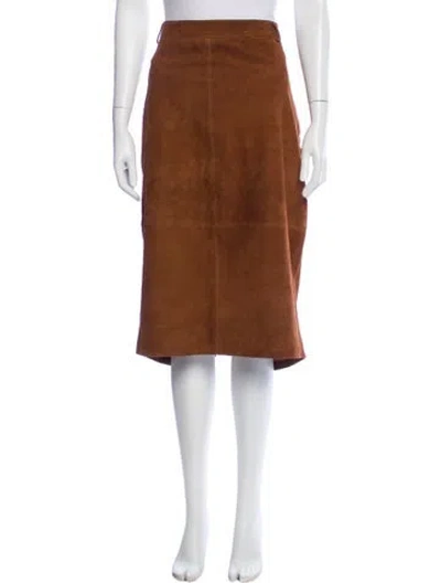 Pre-owned Retroféte Leather Knee-length Skirt In Brown